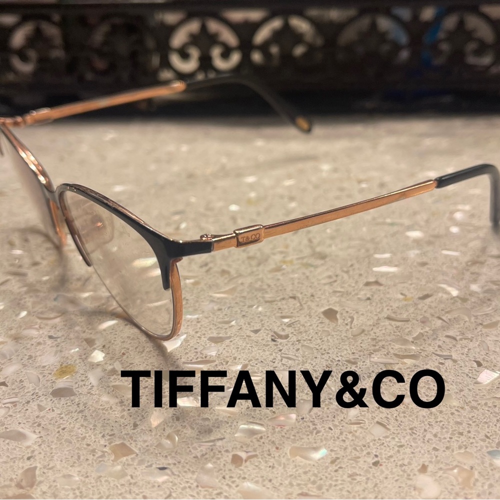Tiffany & Co. Rose Gold and Black Rimless Eyeglasses